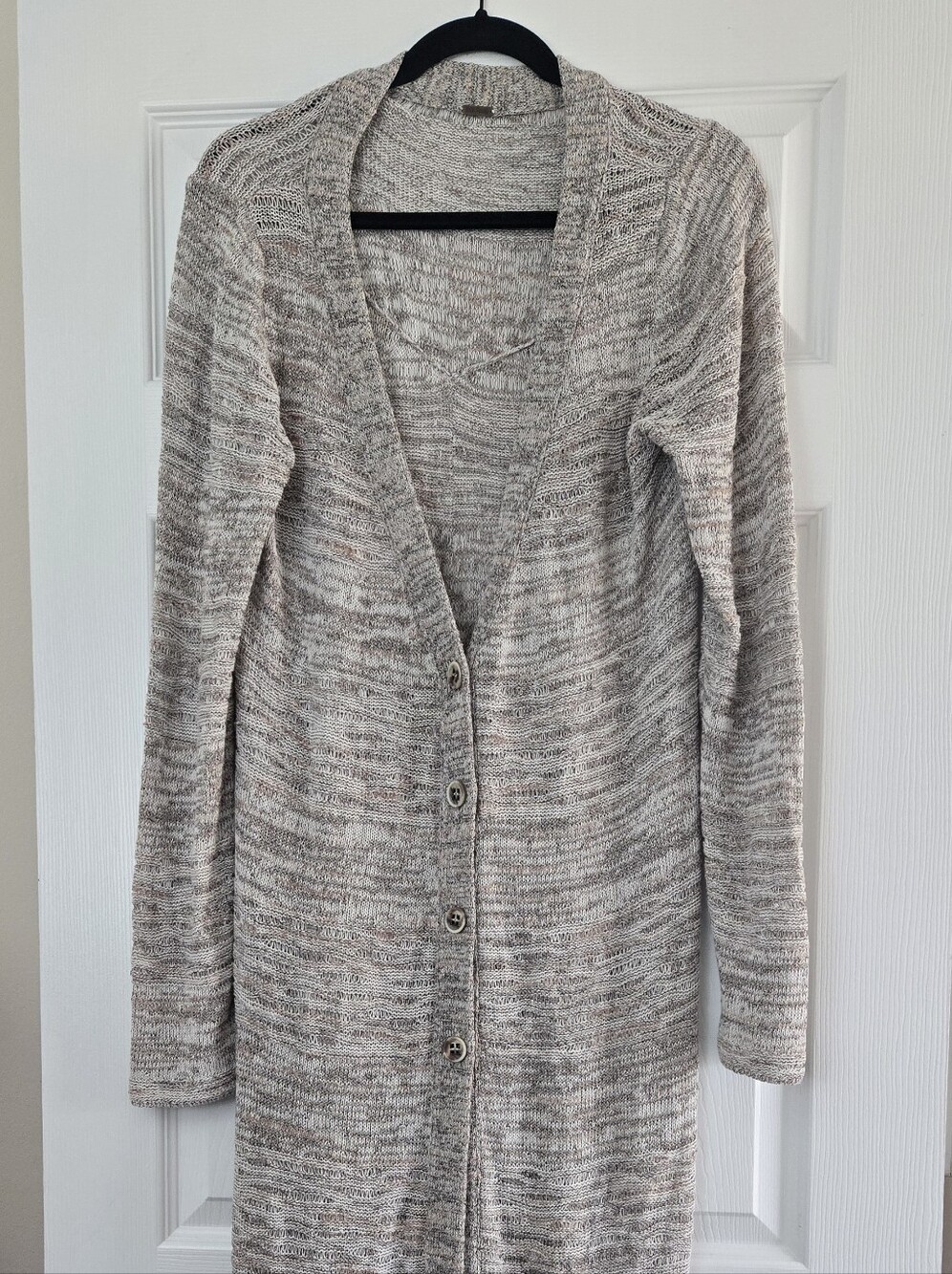 Women's Free People Boho Button Down Knit Blend Mid Open Maxi Cardigan Size M